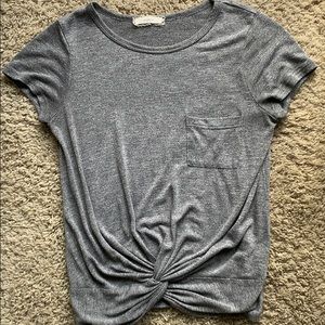 Gray Knot-Front T-Shirt